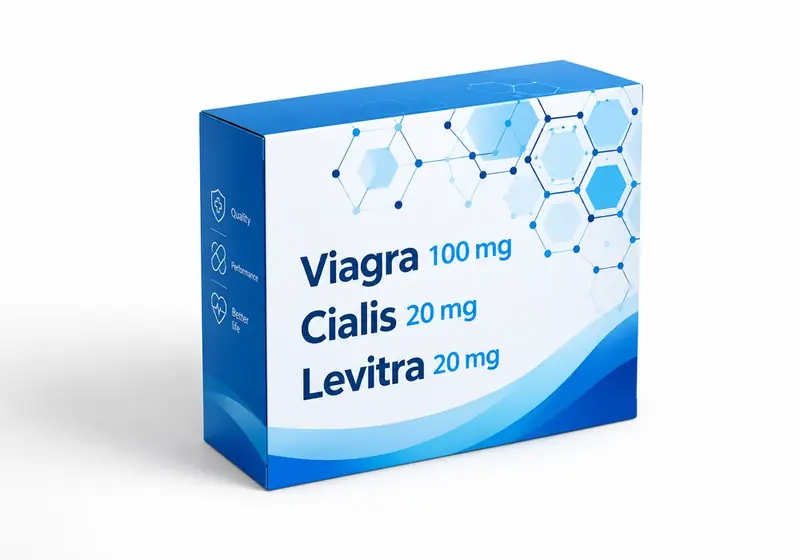 Originalpaket mot ED: Viagra 100 mg, Cialis 20 mg, Levitra 20 mg